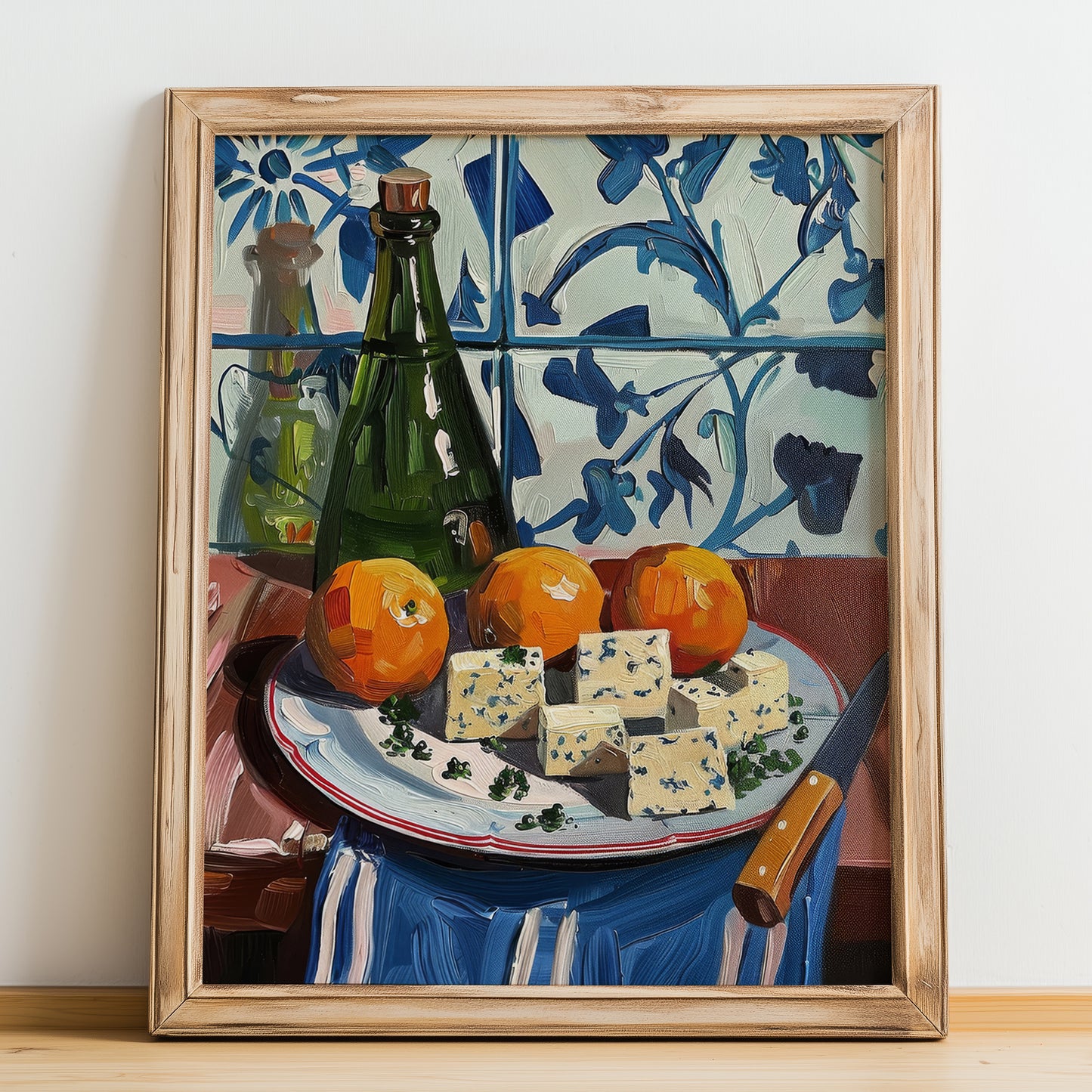 Gorgonzola – Italian Cheese Dish, Bistro Print, no-text version framed in wood