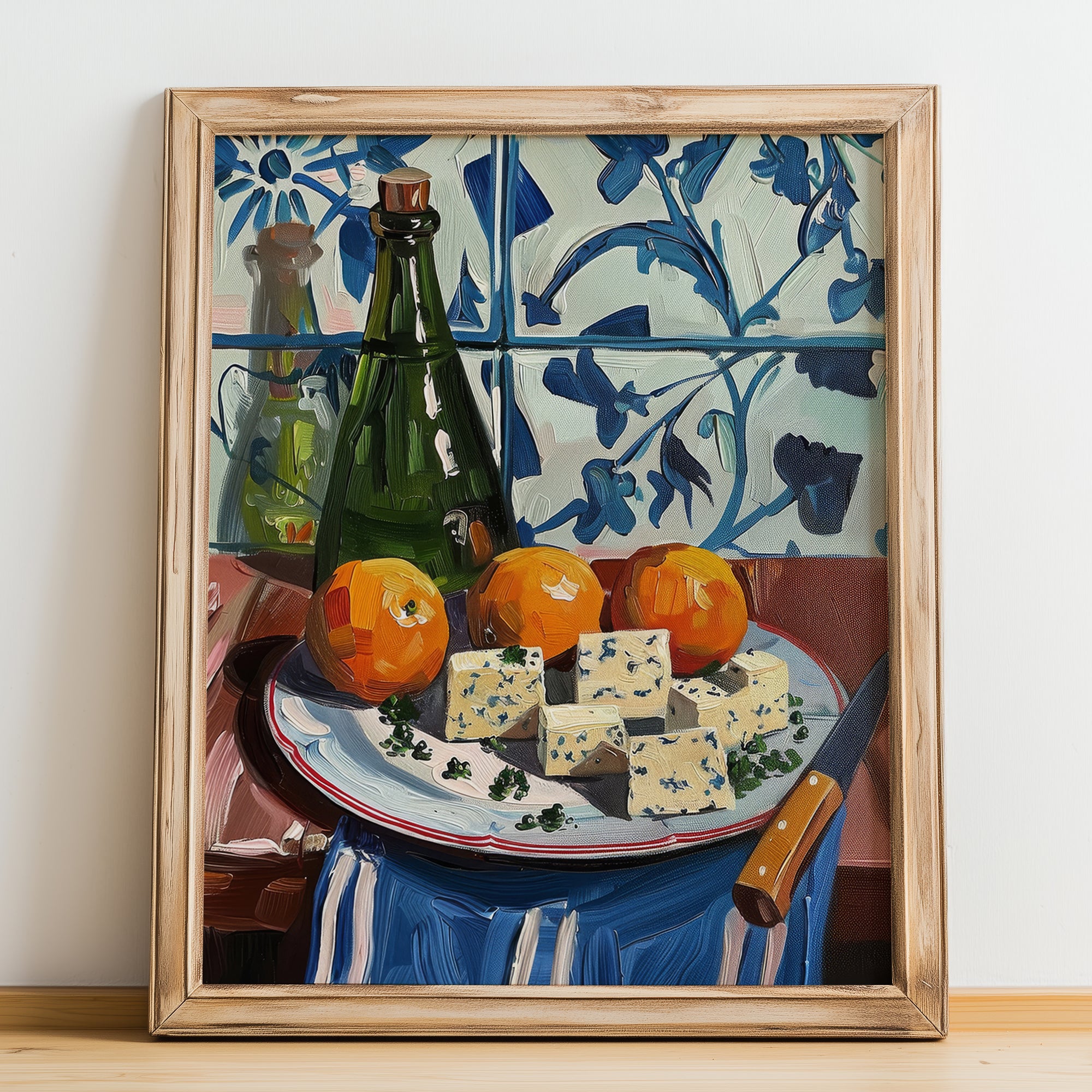 Gorgonzola – Italian Cheese Dish, Bistro Print, no-text version framed in wood
