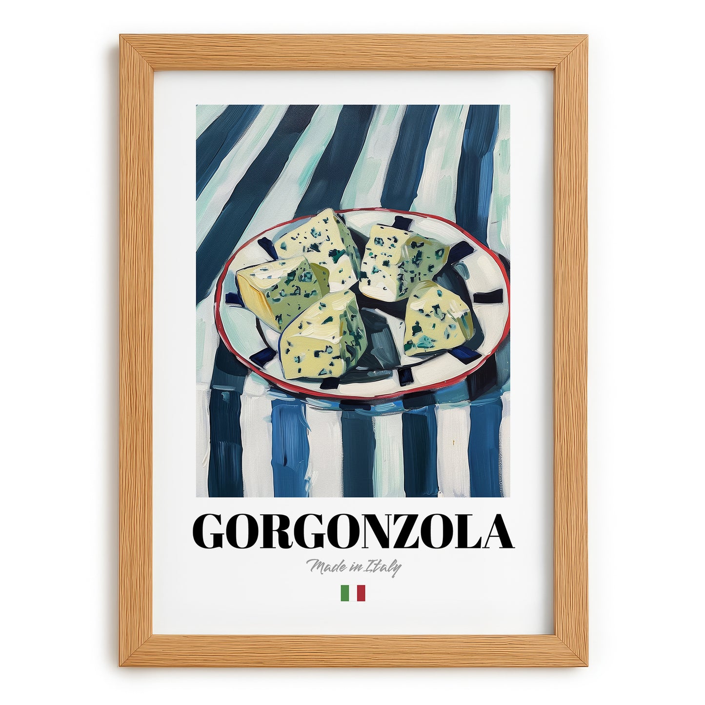 Gorgonzola – Italian Cheese Dish, Café Poster, set in oak frame