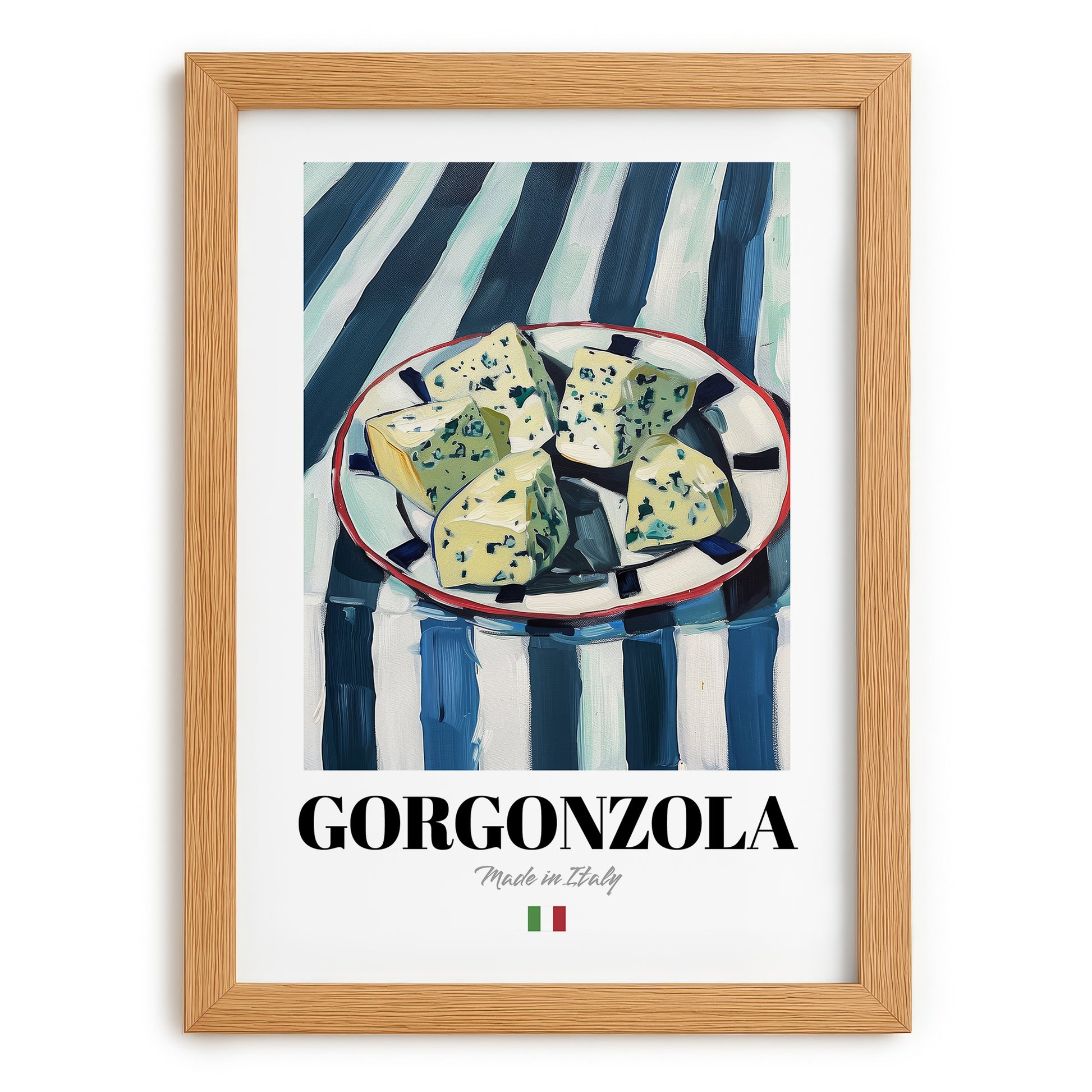 Gorgonzola – Italian Cheese Dish, Café Poster, set in oak frame