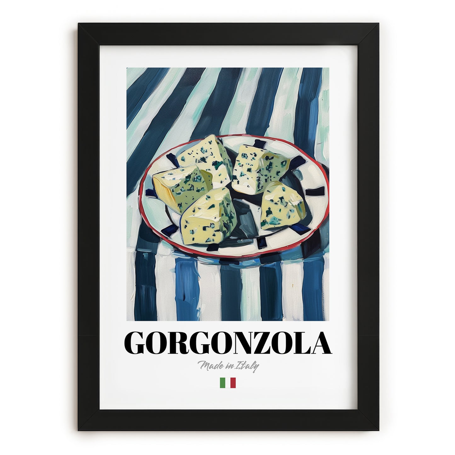 Gorgonzola – Italian Cheese Dish, Café Poster, in sleek black frame