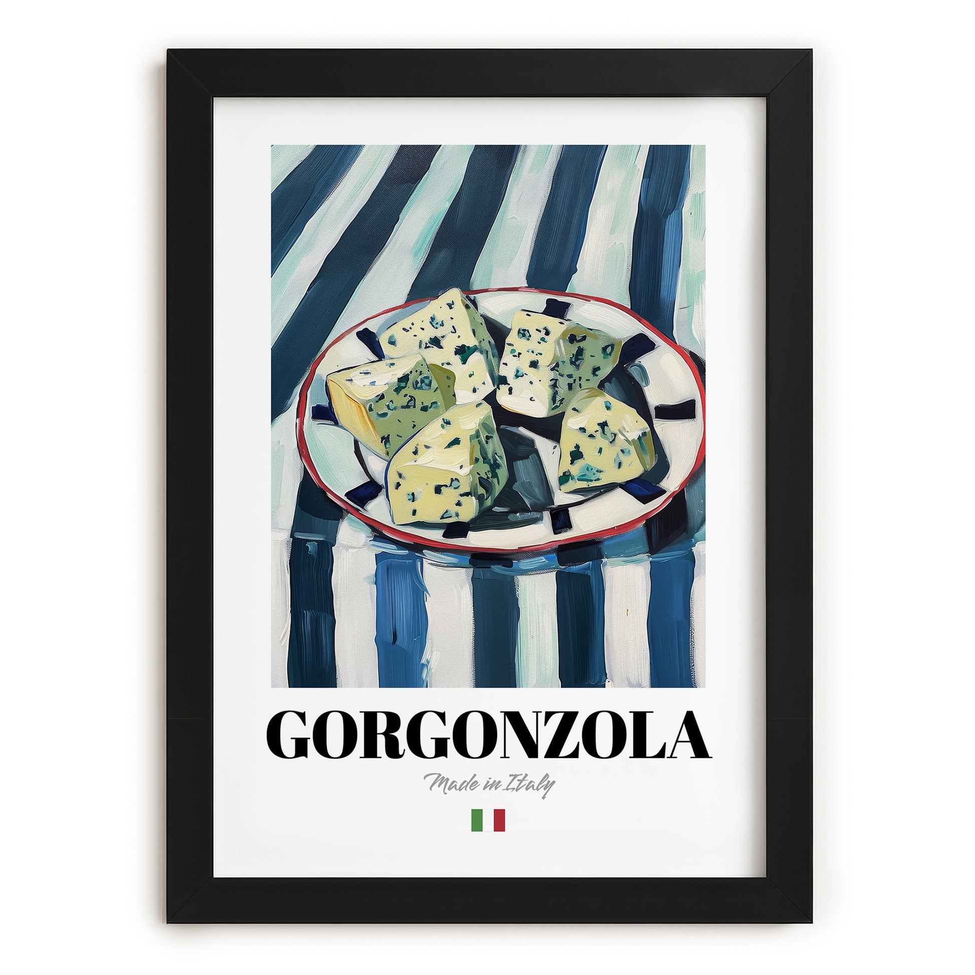 Gorgonzola – Italian Cheese Dish, Café Poster, in sleek black frame