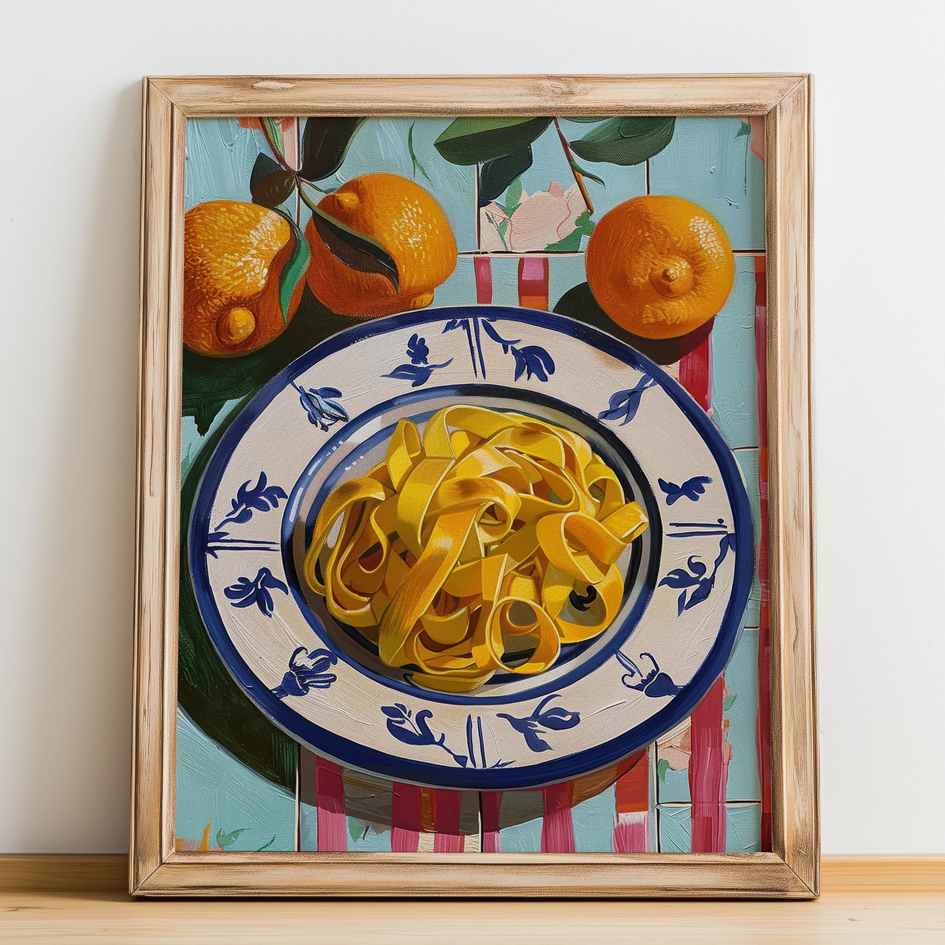 Tagliatelle – Italian Pasta, Trattoria Poster, no-text version framed in wood