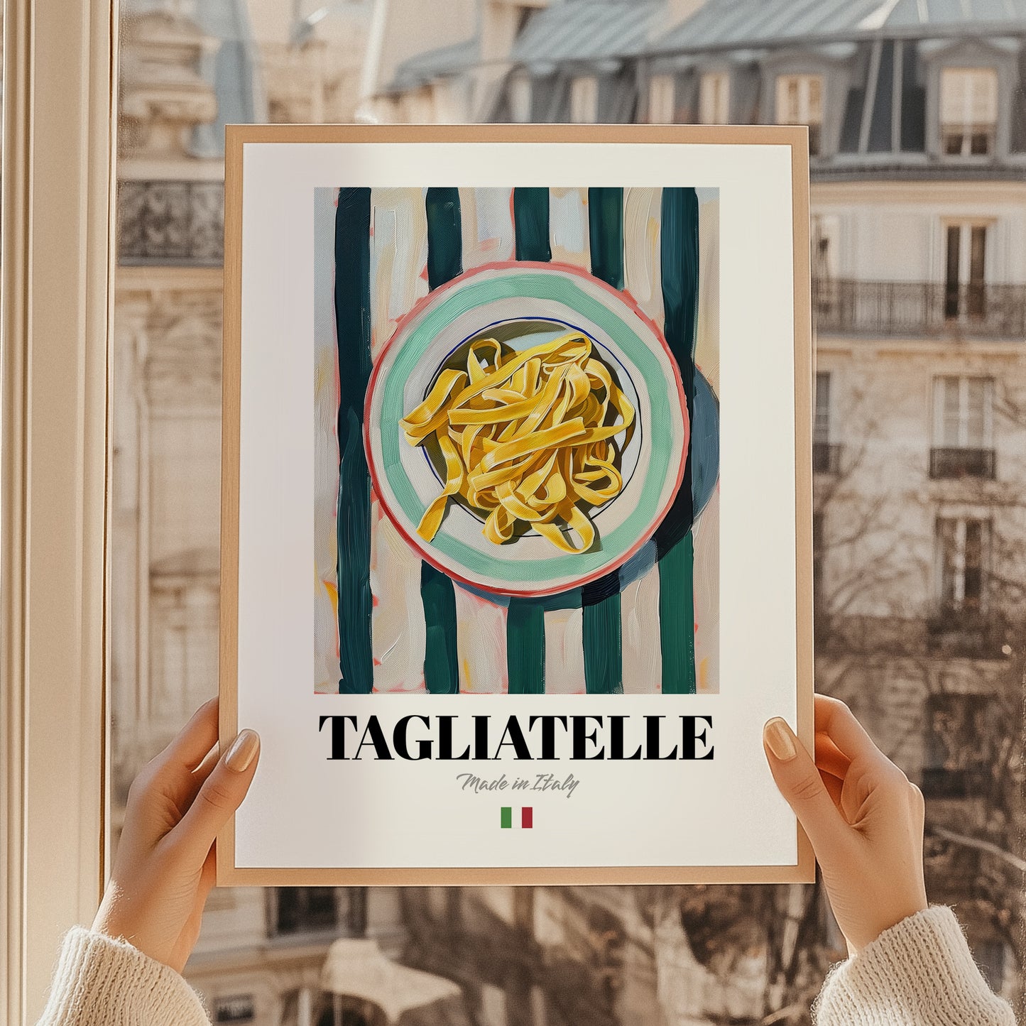 Tagliatelle – Italian Pasta, Osteria Poster, styled in a charming Paris street view