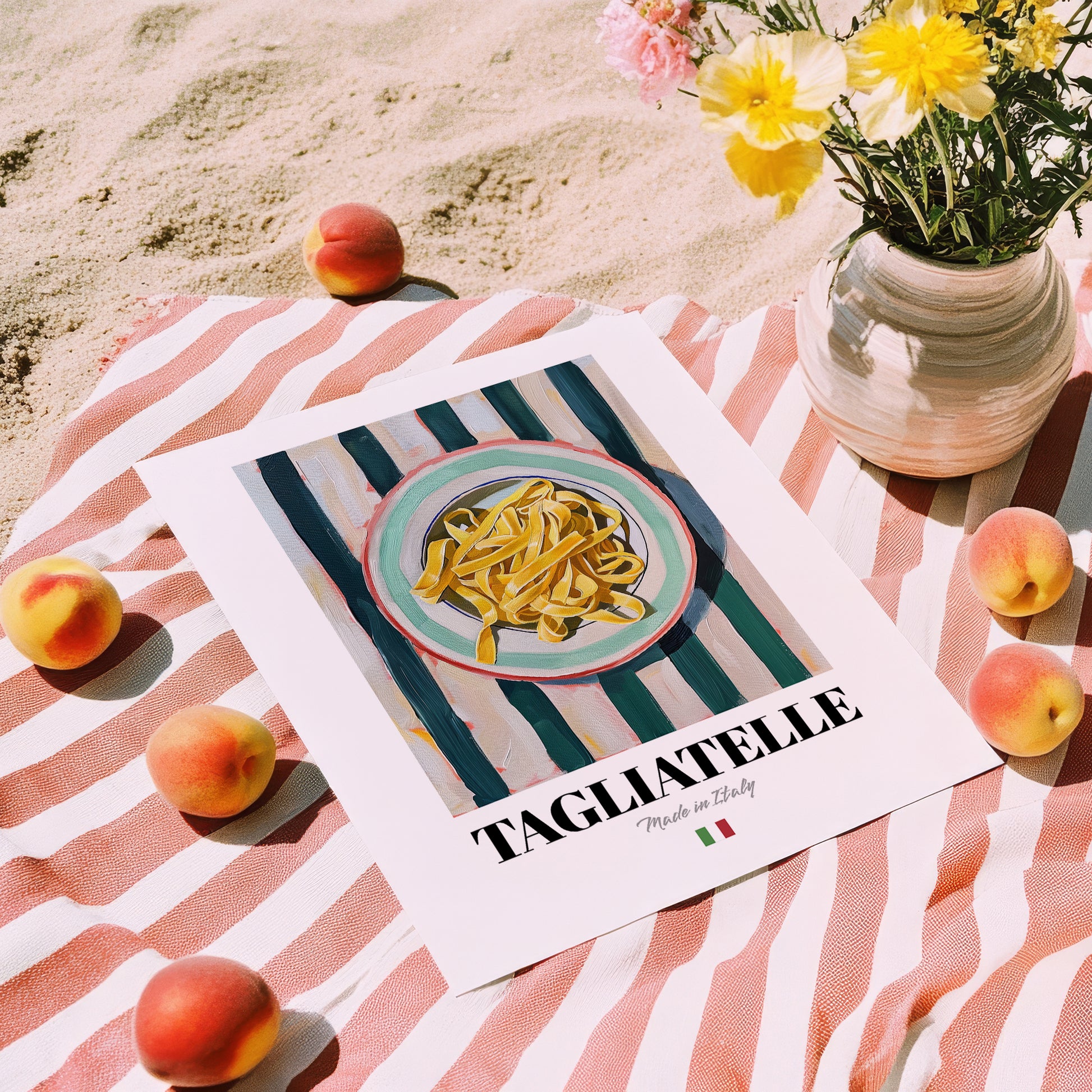 Tagliatelle – Italian Pasta, Osteria Poster, unframed on coastal sand