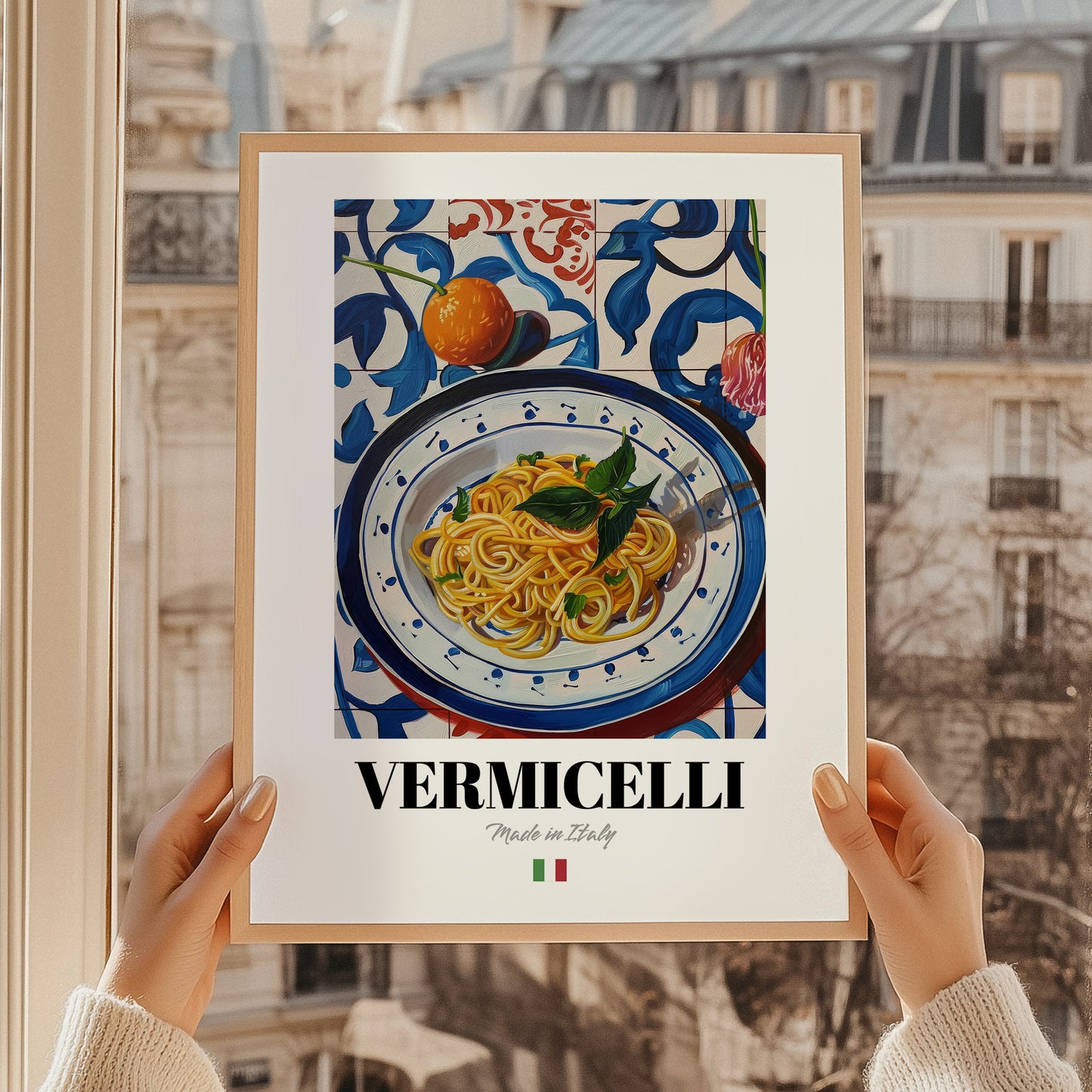 Vermicelli – Italian Pasta, Restaurant Poster, styled in a charming Paris street view