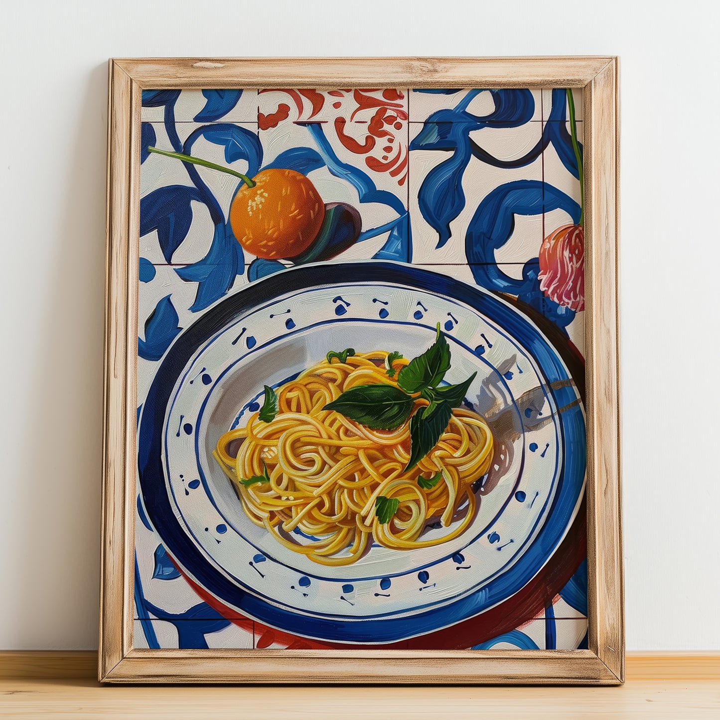 Vermicelli – Italian Pasta, Restaurant Poster, no-text version framed in wood