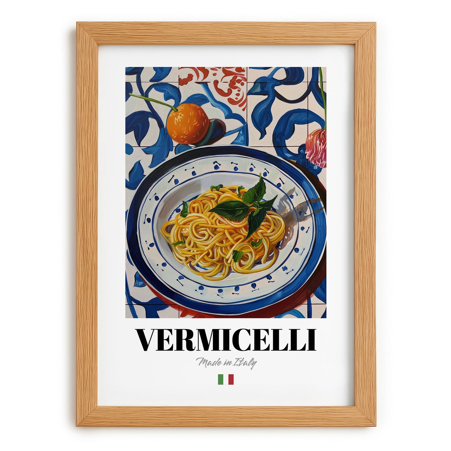 Vermicelli – Italian Pasta, Restaurant Poster, set in oak frame