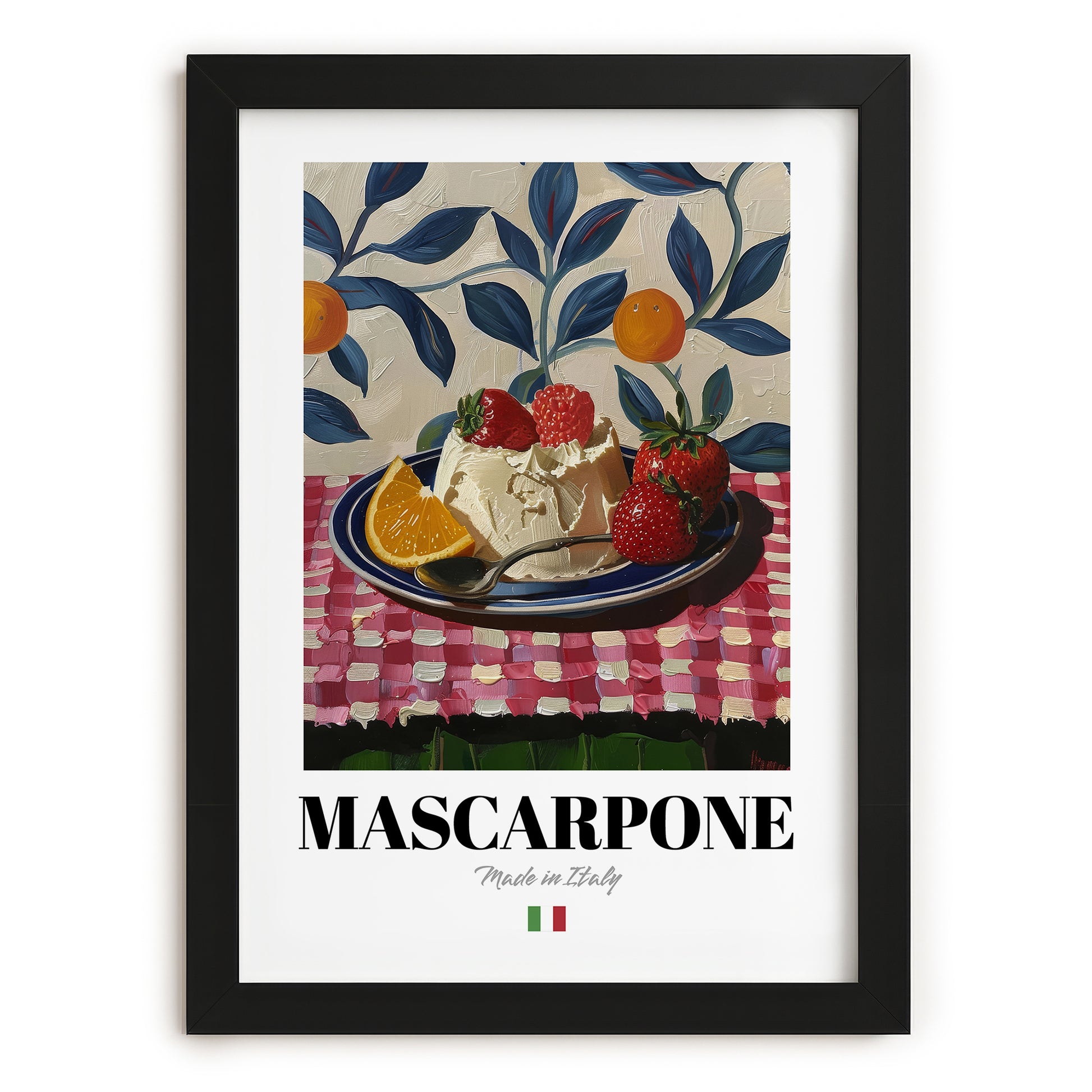 Mascarpone – Italian Cheese Dish, Café Poster, in sleek black frame