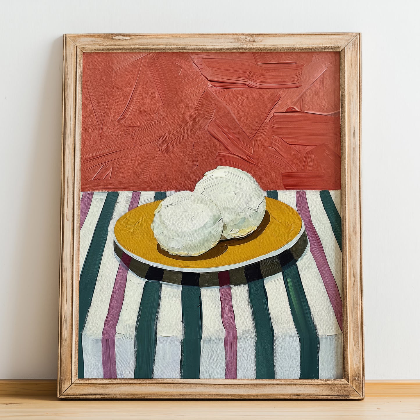 Burrata – Italian Cheese Dish, Fine Dining Restaurant Poster, no-text version framed in wood