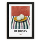 Burrata – Italian Cheese Dish, Fine Dining Restaurant Poster, in sleek black frame