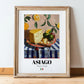Asiago – Italian Cheese Dish, Café Wall Art, in wooden frame leaning on the floor