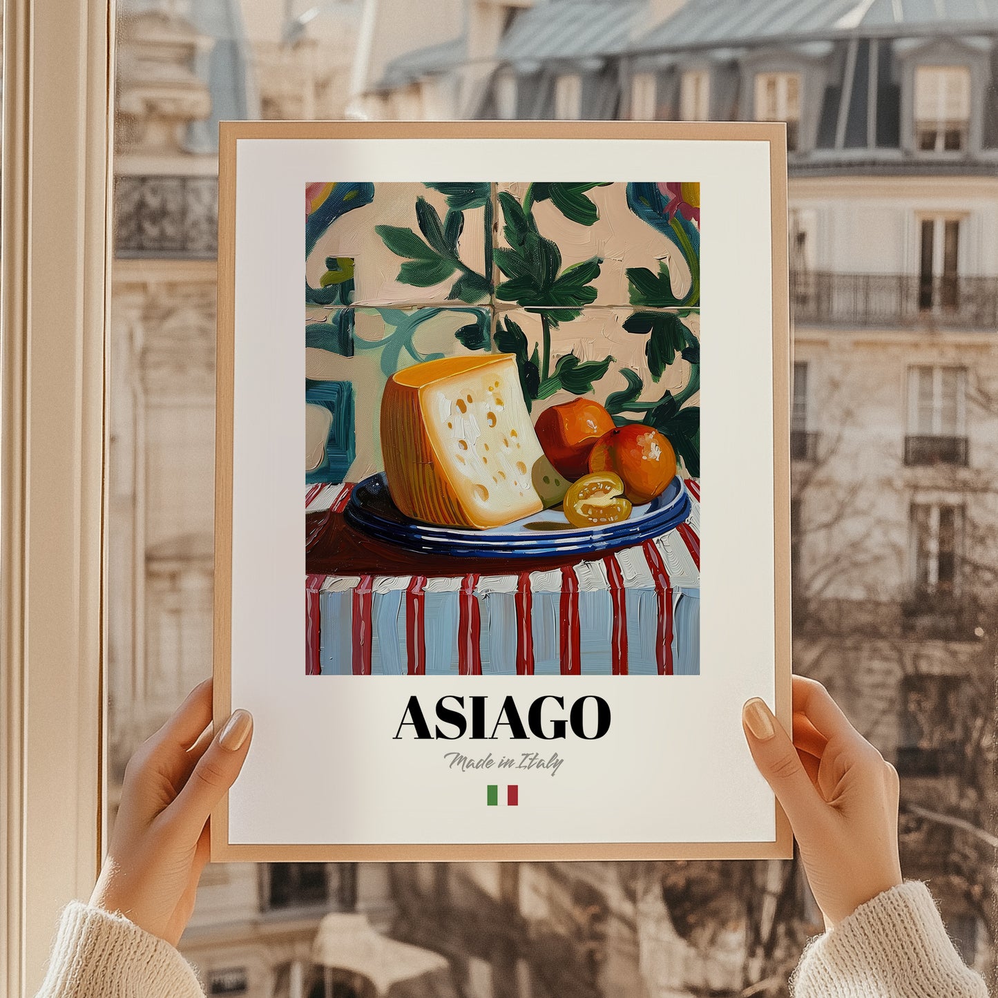 Asiago – Italian Cheese Dish, Restaurant Wall Art, styled in a charming Paris street view