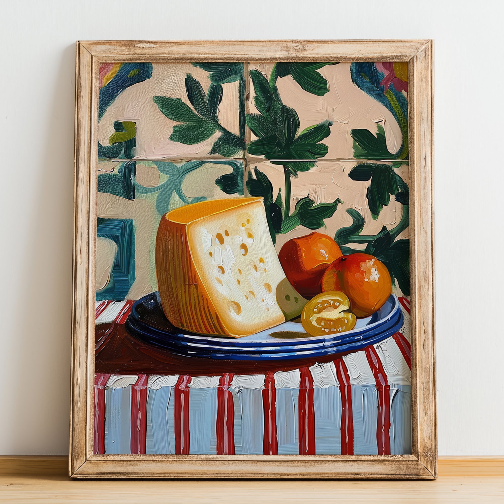 Asiago – Italian Cheese Dish, Restaurant Wall Art, no-text version framed in wood