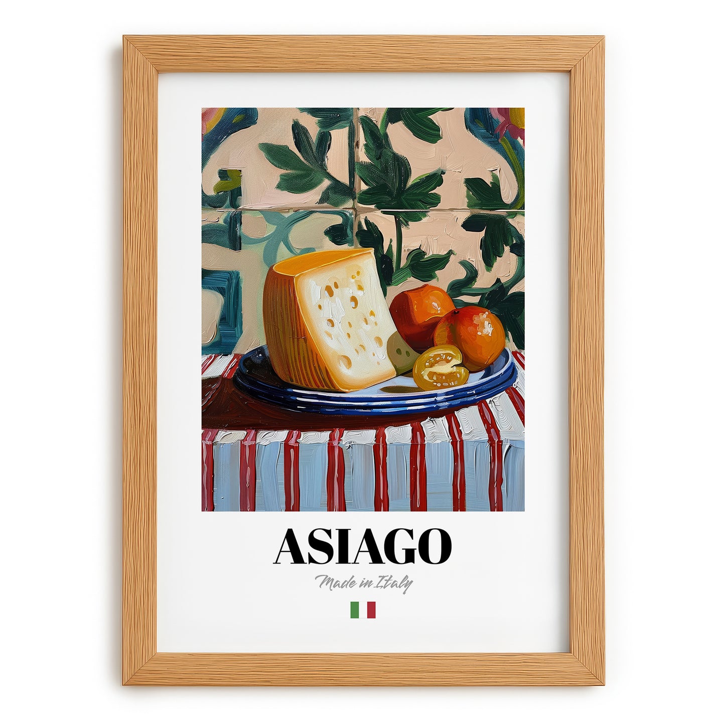 Asiago – Italian Cheese Dish, Restaurant Wall Art, set in oak frame