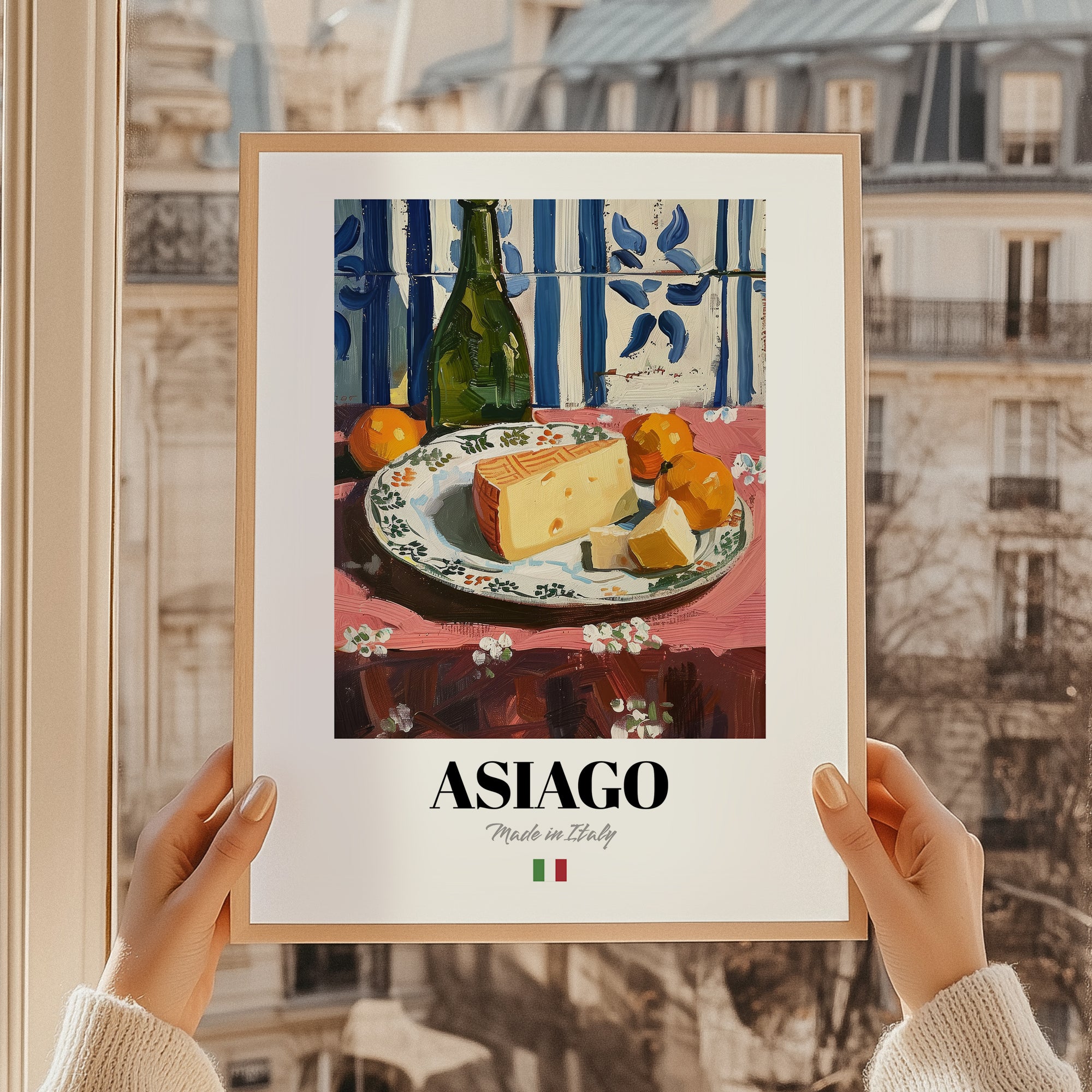 Asiago – Italian Cheese Dish, Tavern Poster, styled in a charming Paris street view