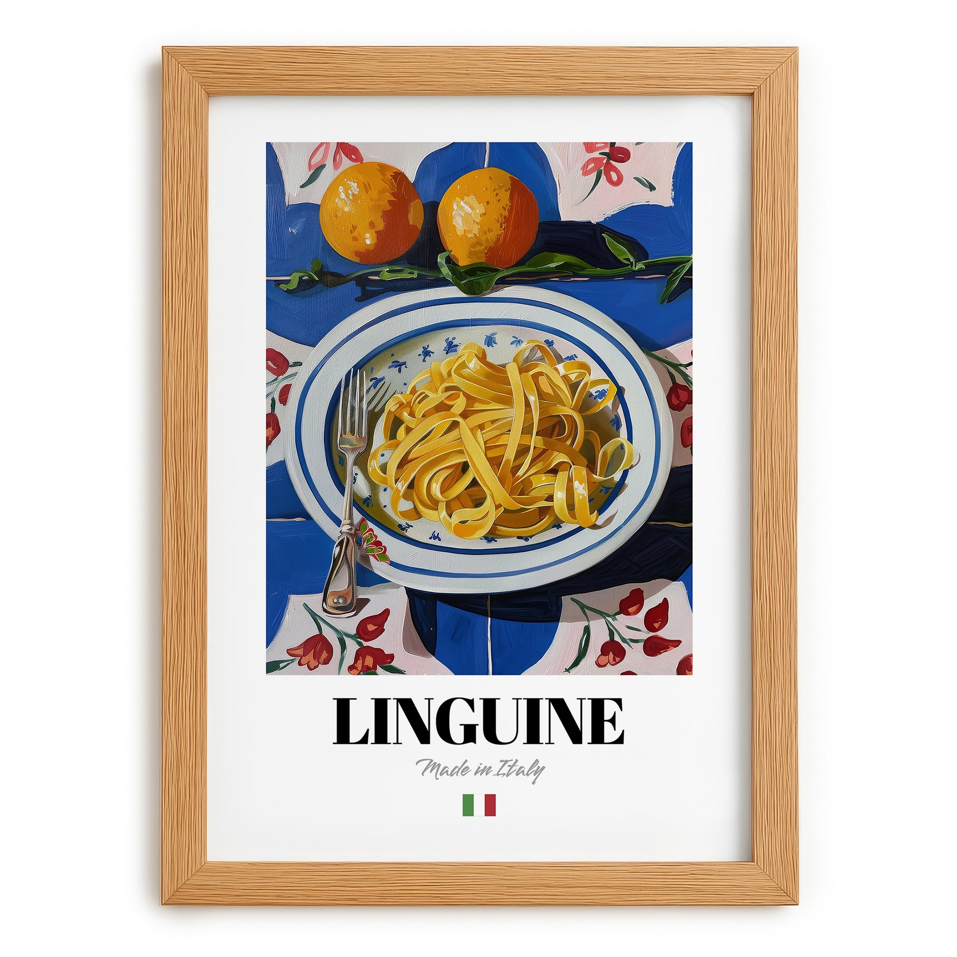 Linguine – Italian Pasta, Osteria Print, set in oak frame