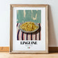 Linguine – Italian Pasta, Restaurant Wall Decor, in wooden frame leaning on the floor