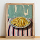 Linguine – Italian Pasta, Restaurant Wall Decor, no-text version framed in wood