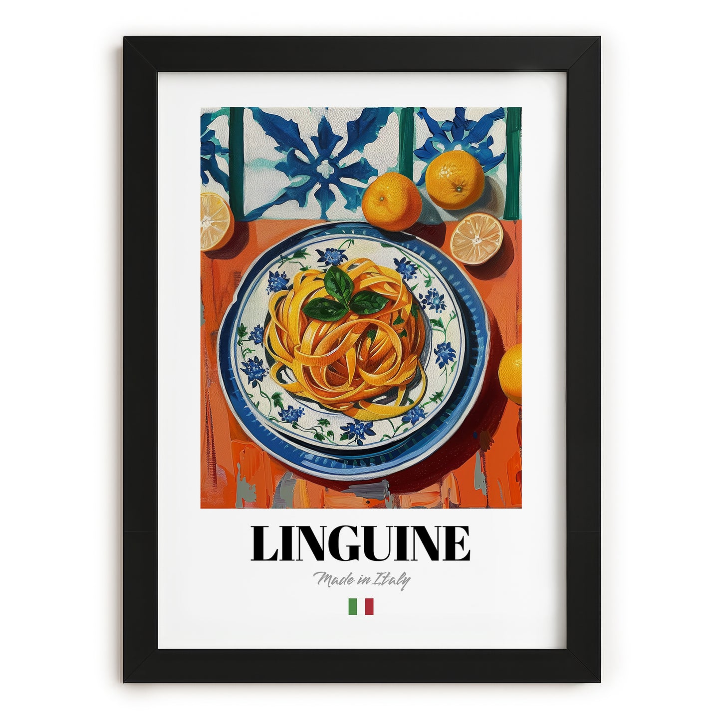 Linguine – Italian Pasta, Ristorante Poster, in sleek black frame