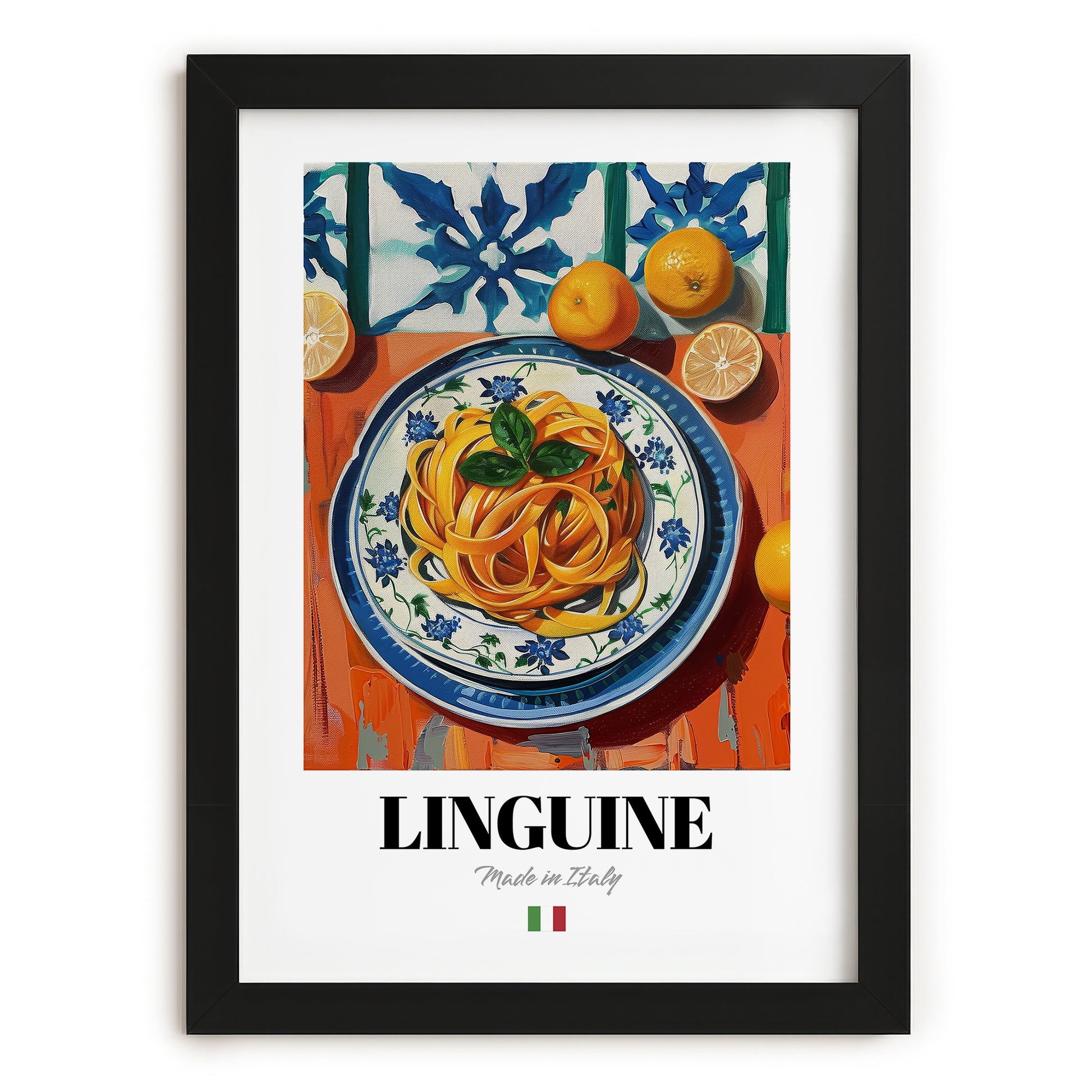 Linguine – Italian Pasta, Ristorante Poster, in sleek black frame
