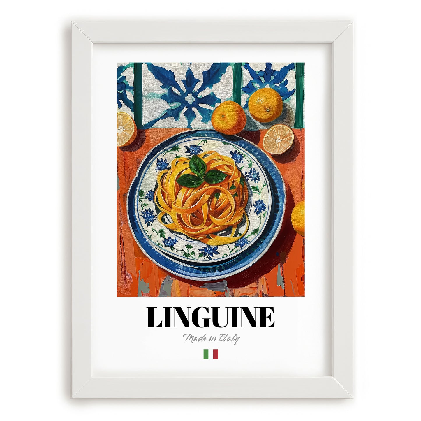 Linguine – Italian Pasta, Ristorante Poster, placed in minimal white frame