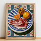 Pancetta – Italian Meat Dish, Café Painting, no-text version framed in wood