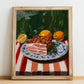 Pancetta – Italian Meat Dish, Restaurant Poster, no-text version framed in wood