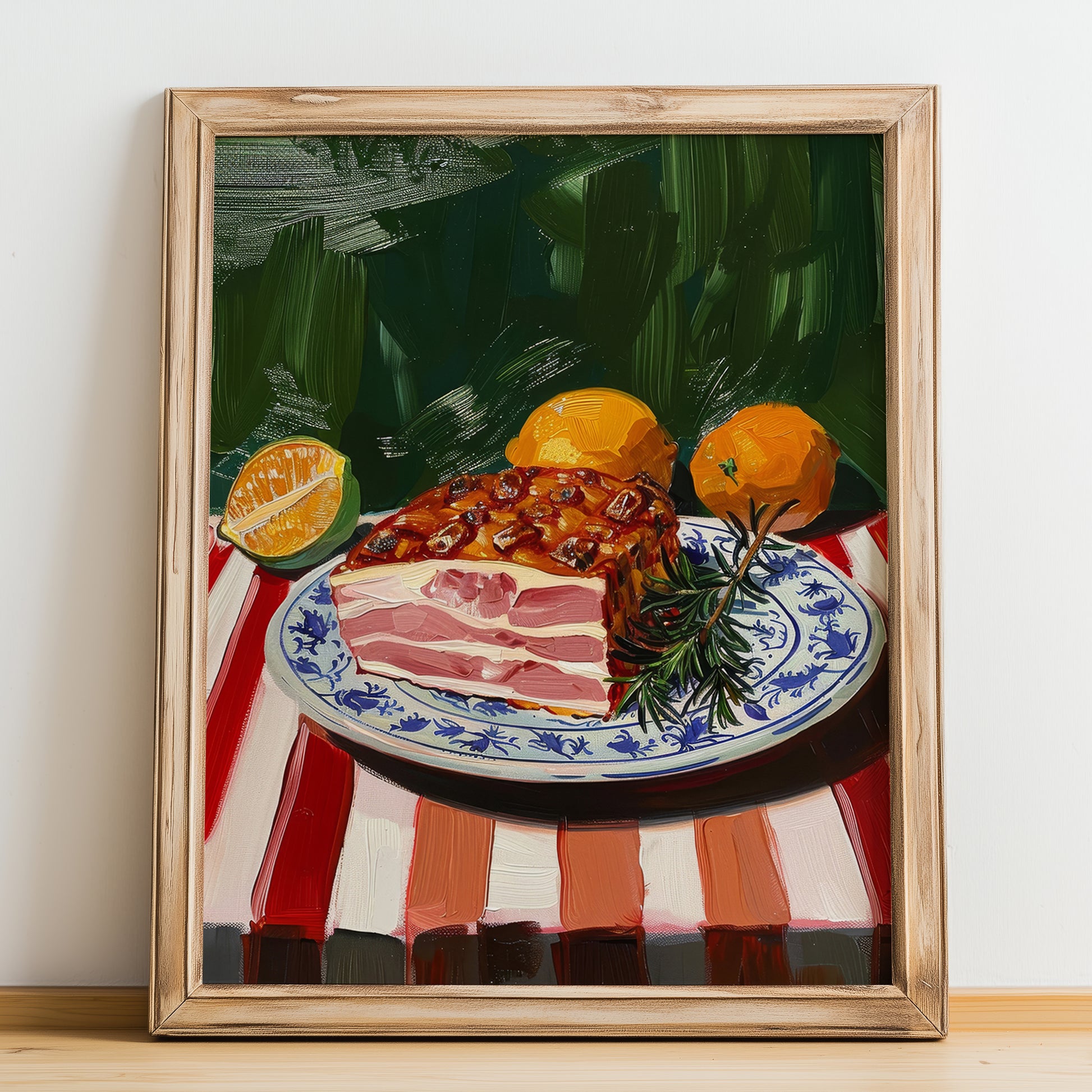 Pancetta – Italian Meat Dish, Restaurant Poster, no-text version framed in wood