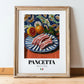 Pancetta – Italian Meat Dish, Restaurant Illustration, in wooden frame leaning on the floor