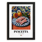 Pancetta – Italian Meat Dish, Restaurant Illustration, in sleek black frame