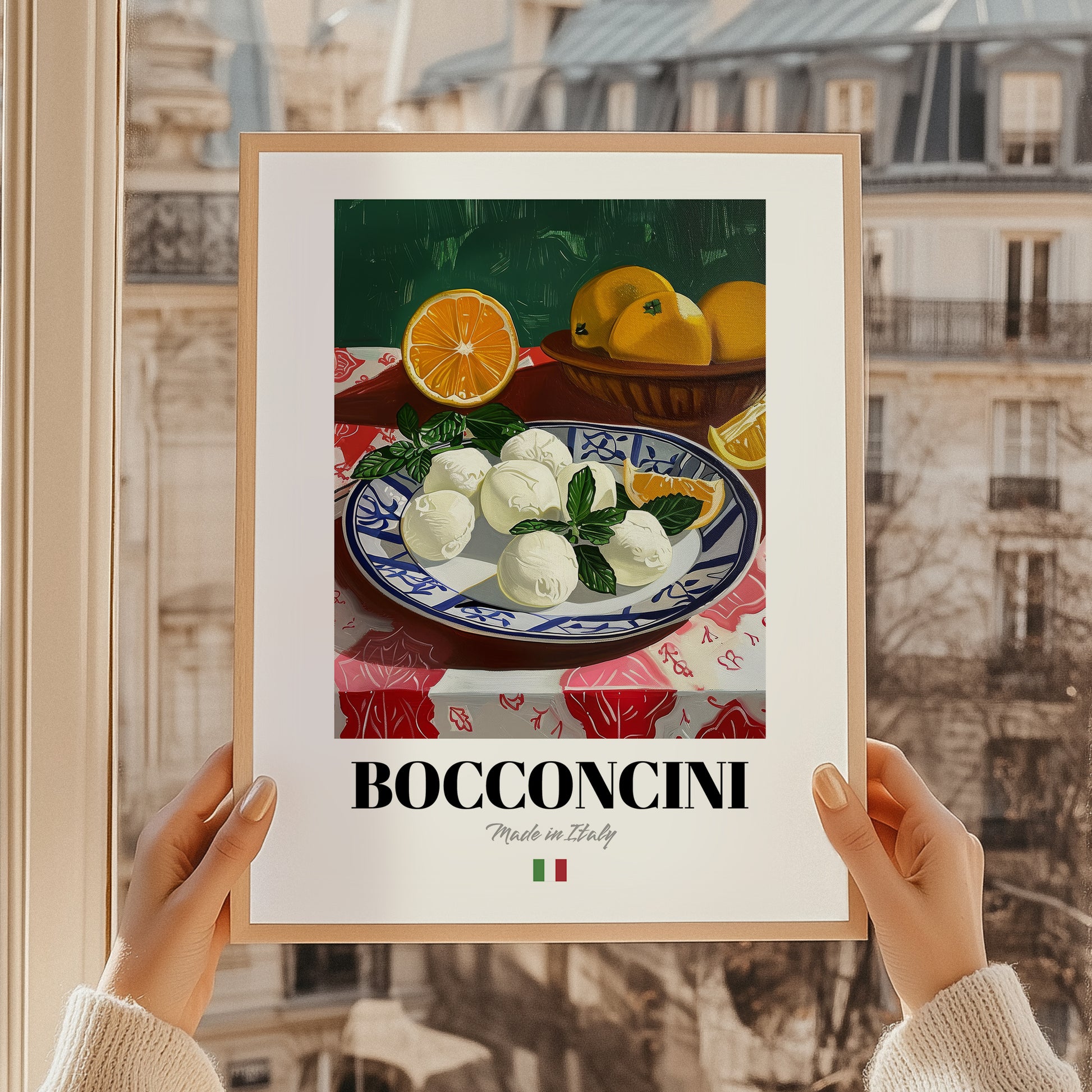 Bocconcini – Italian Cheese Dish, Restaurant Wall Art, styled in a charming Paris street view