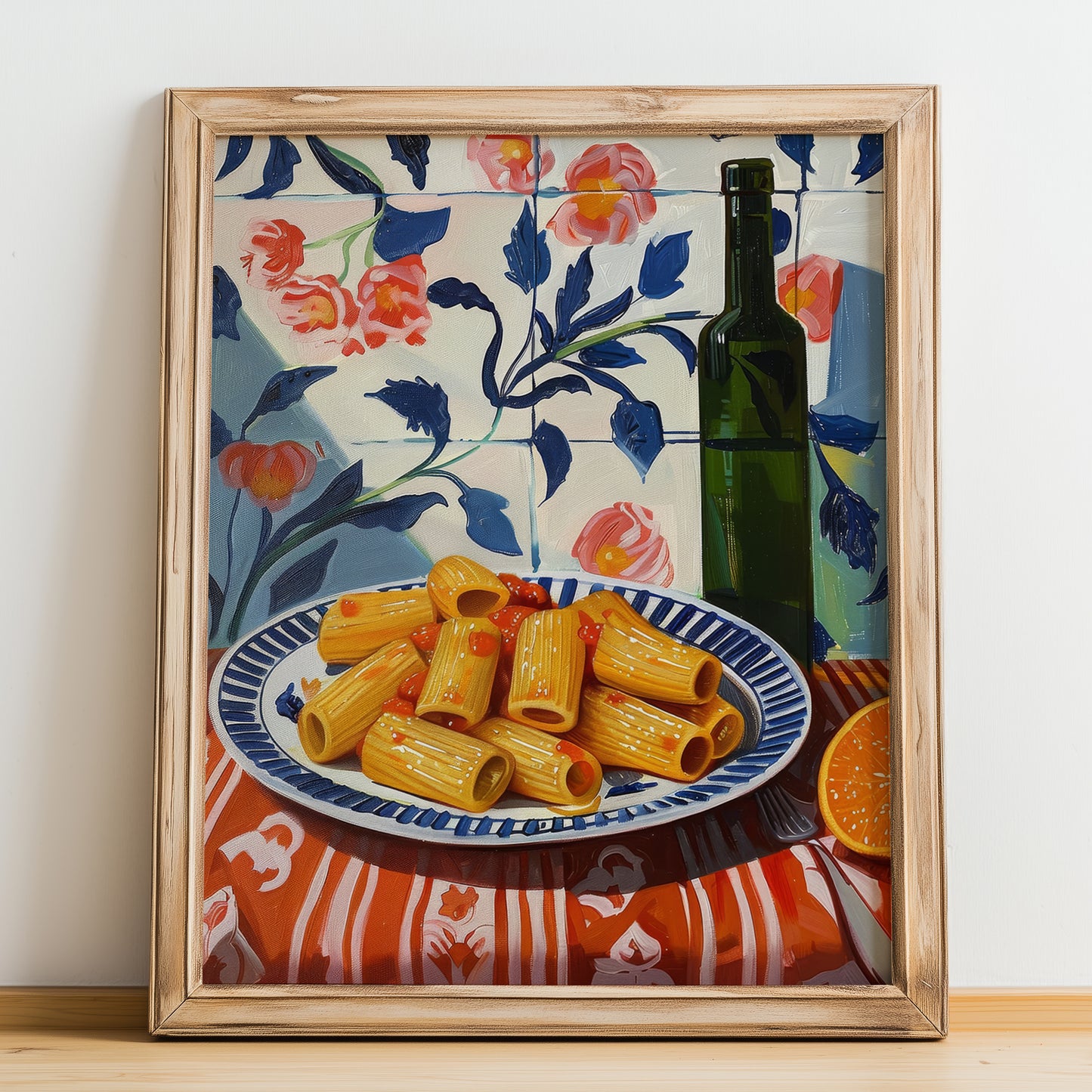 Rigatoni – Italian Pasta, Ristorante Poster, no-text version framed in wood