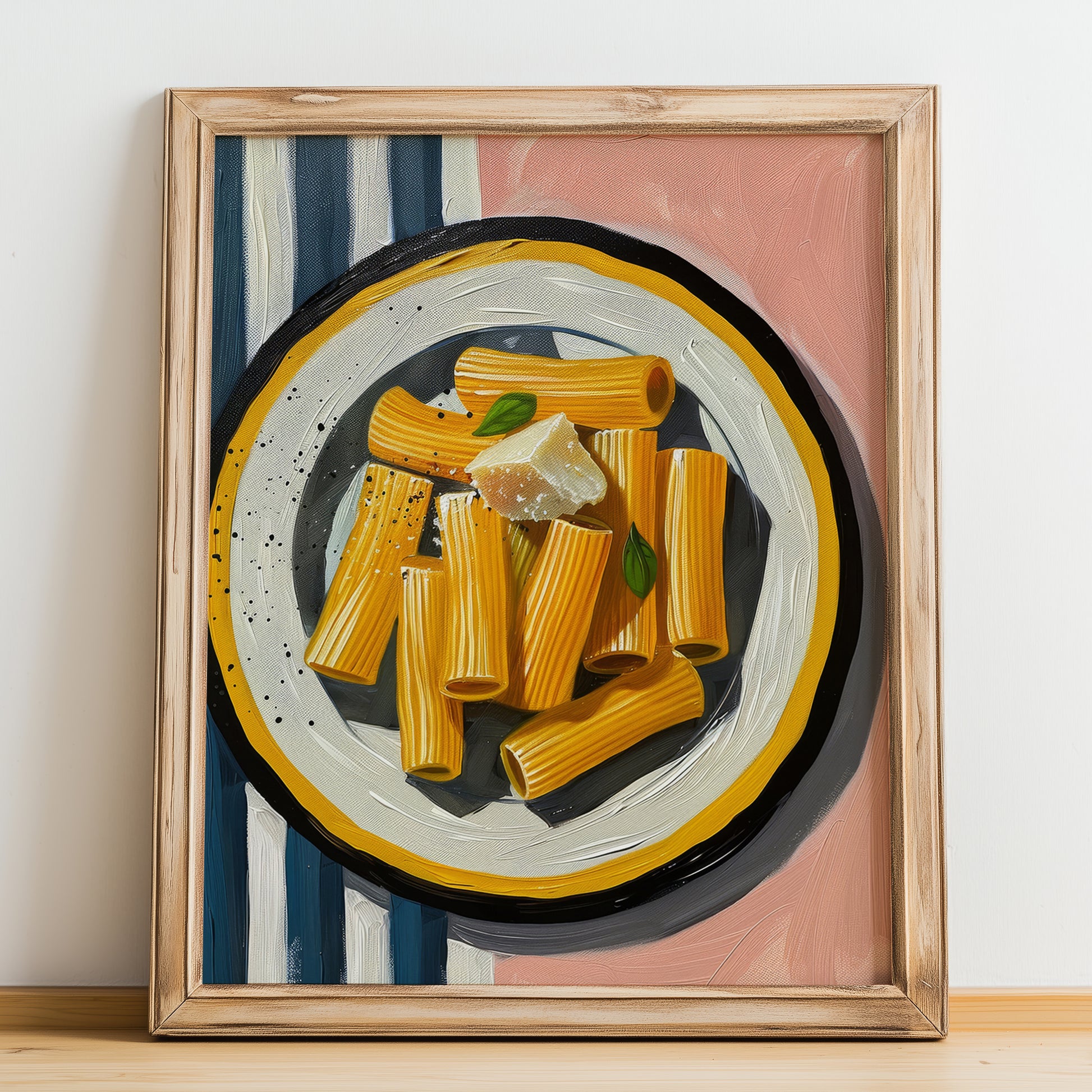 Rigatoni – Italian Pasta, Restaurant Poster, no-text version framed in wood