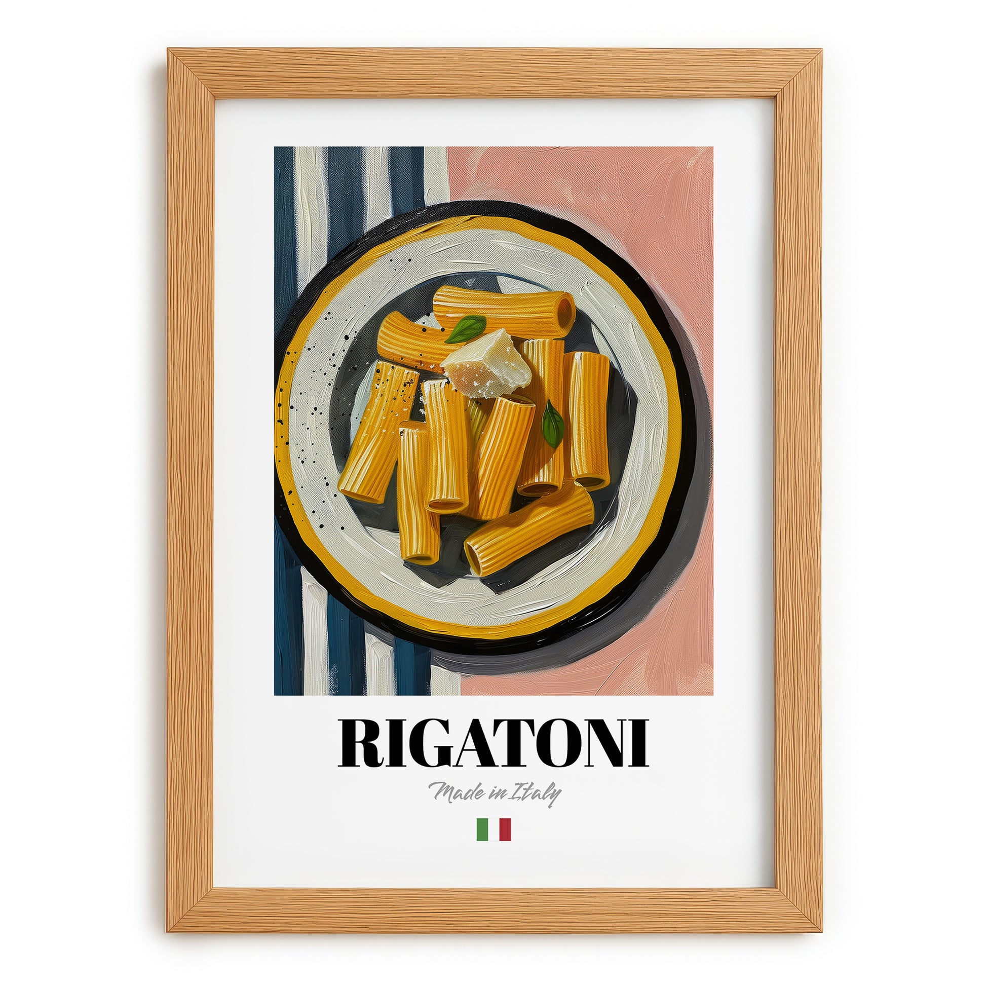 Rigatoni – Italian Pasta, Restaurant Poster, set in oak frame