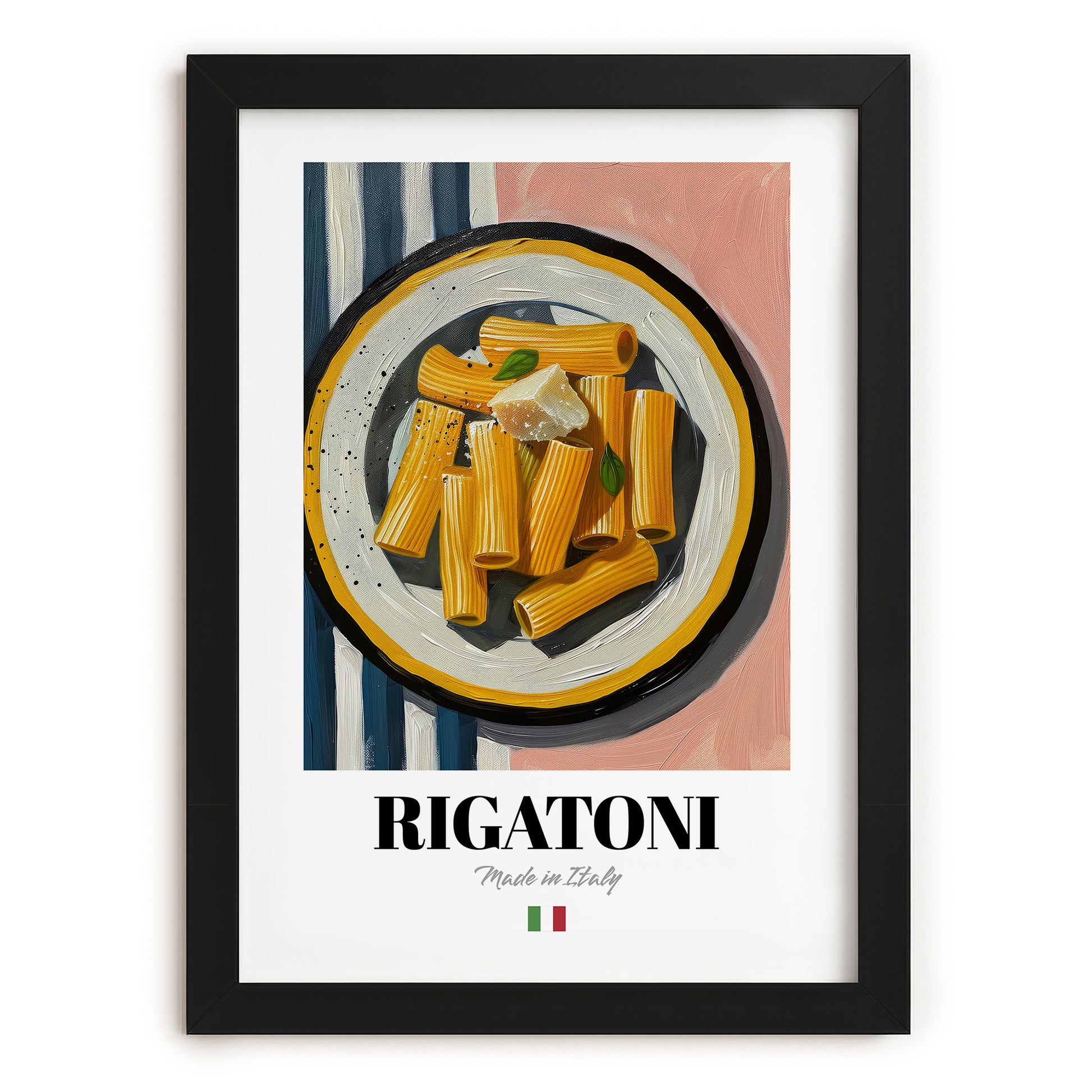 Rigatoni – Italian Pasta, Restaurant Poster, in sleek black frame