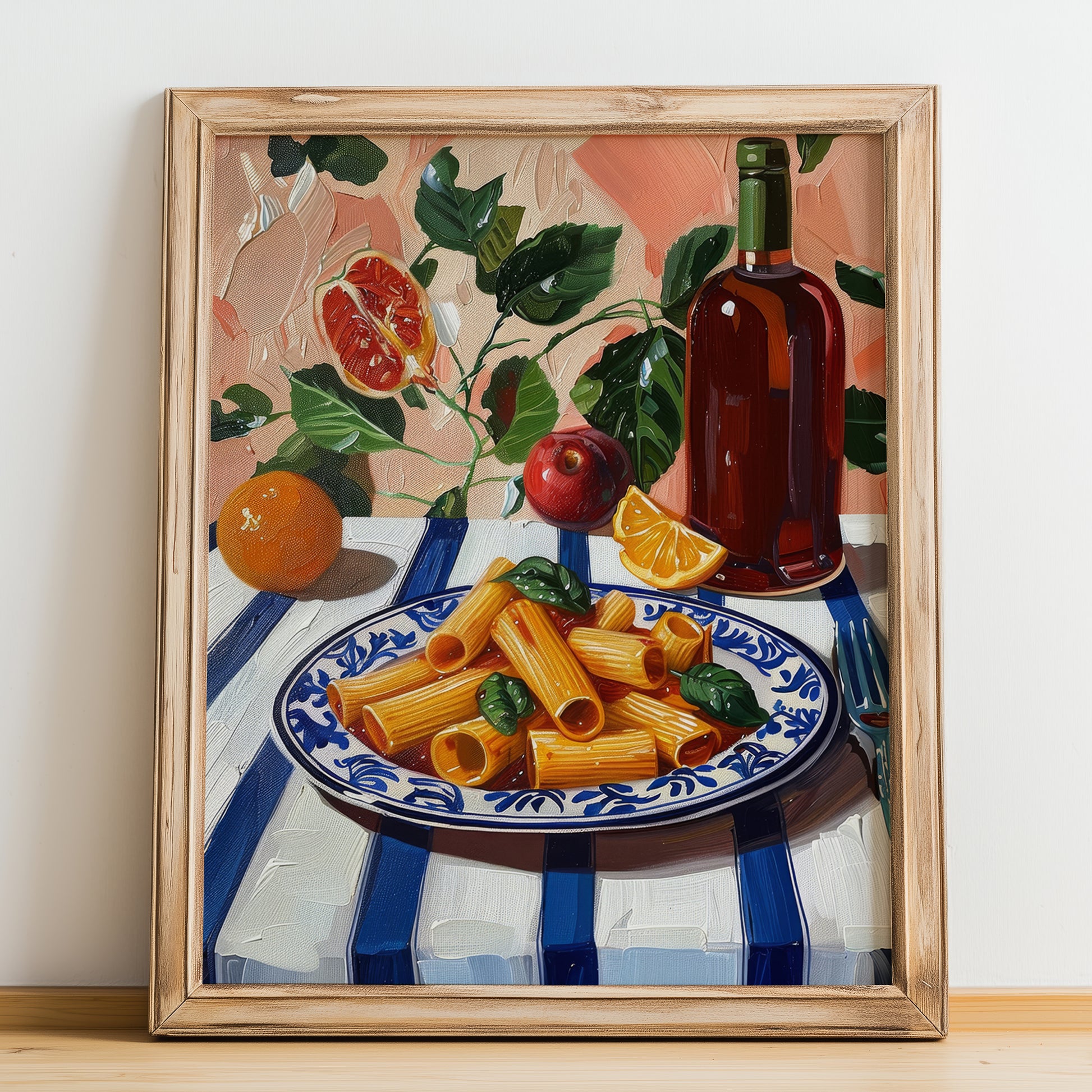 Rigatoni – Italian Pasta, Ristorante Wall Decor, no-text version framed in wood