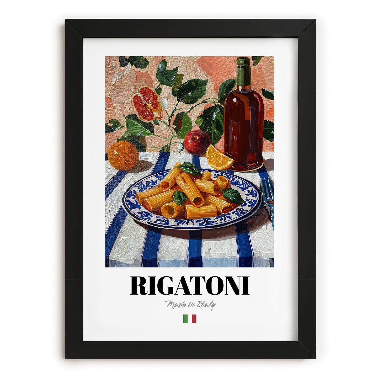 Rigatoni – Italian Pasta, Ristorante Wall Decor, in sleek black frame