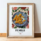 Fusilli – Italian Pasta, Osteria Print, in wooden frame leaning on the floor