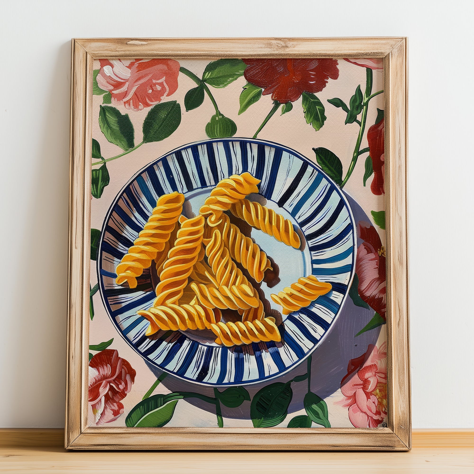 Fusilli – Italian Pasta, Osteria Print, no-text version framed in wood