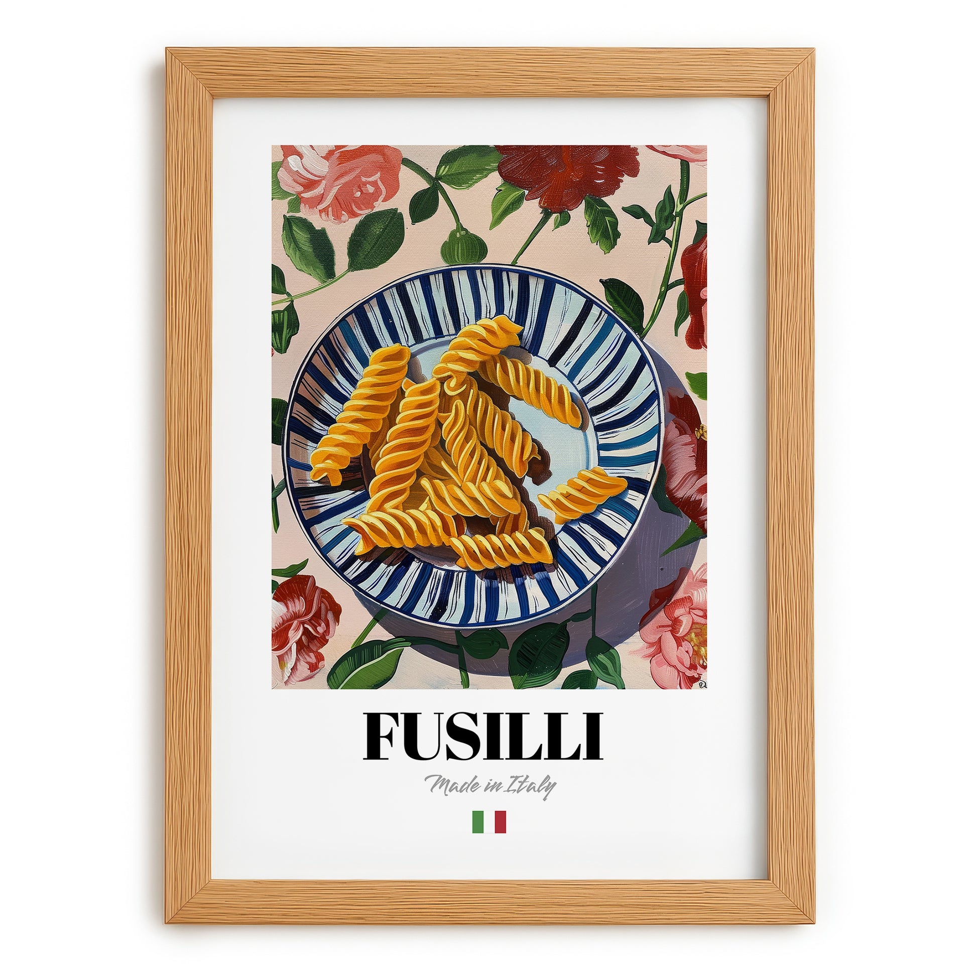 Fusilli – Italian Pasta, Osteria Print, set in oak frame