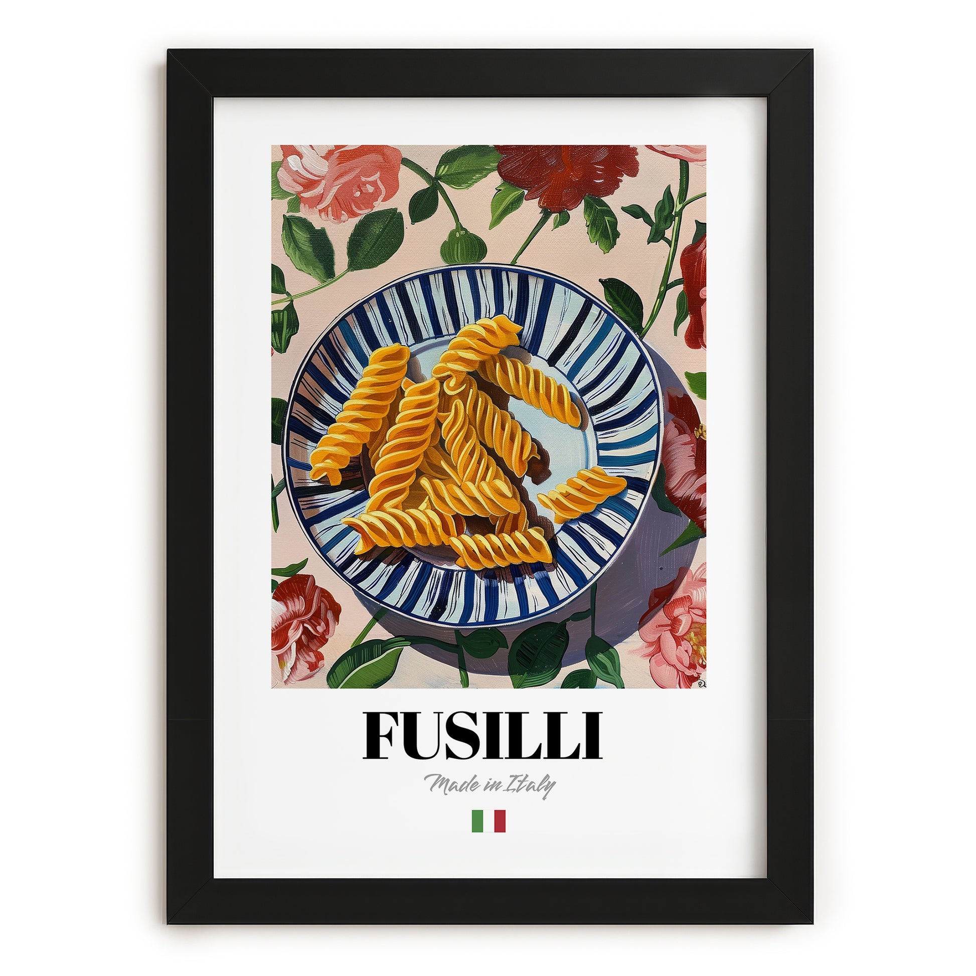 Fusilli – Italian Pasta, Osteria Print, in sleek black frame