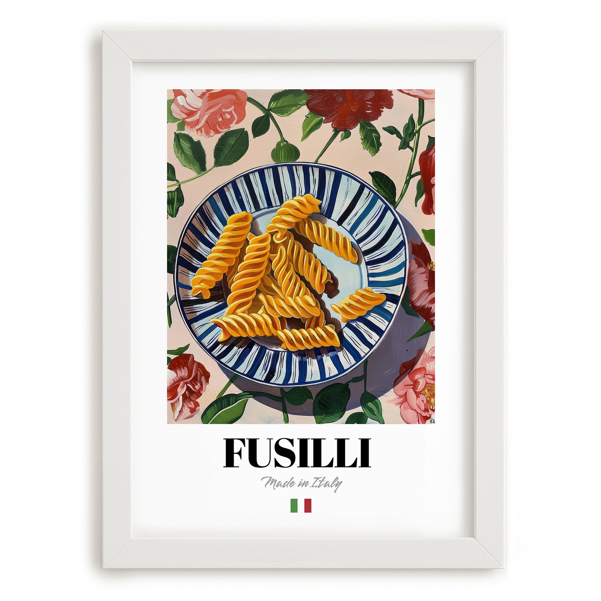 Fusilli – Italian Pasta, Osteria Print, placed in minimal white frame