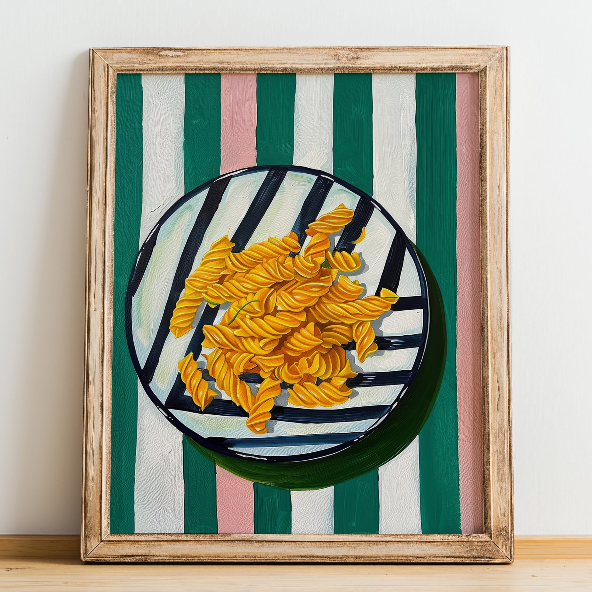 Fusilli – Italian Pasta, Trattoria Art, no-text version framed in wood