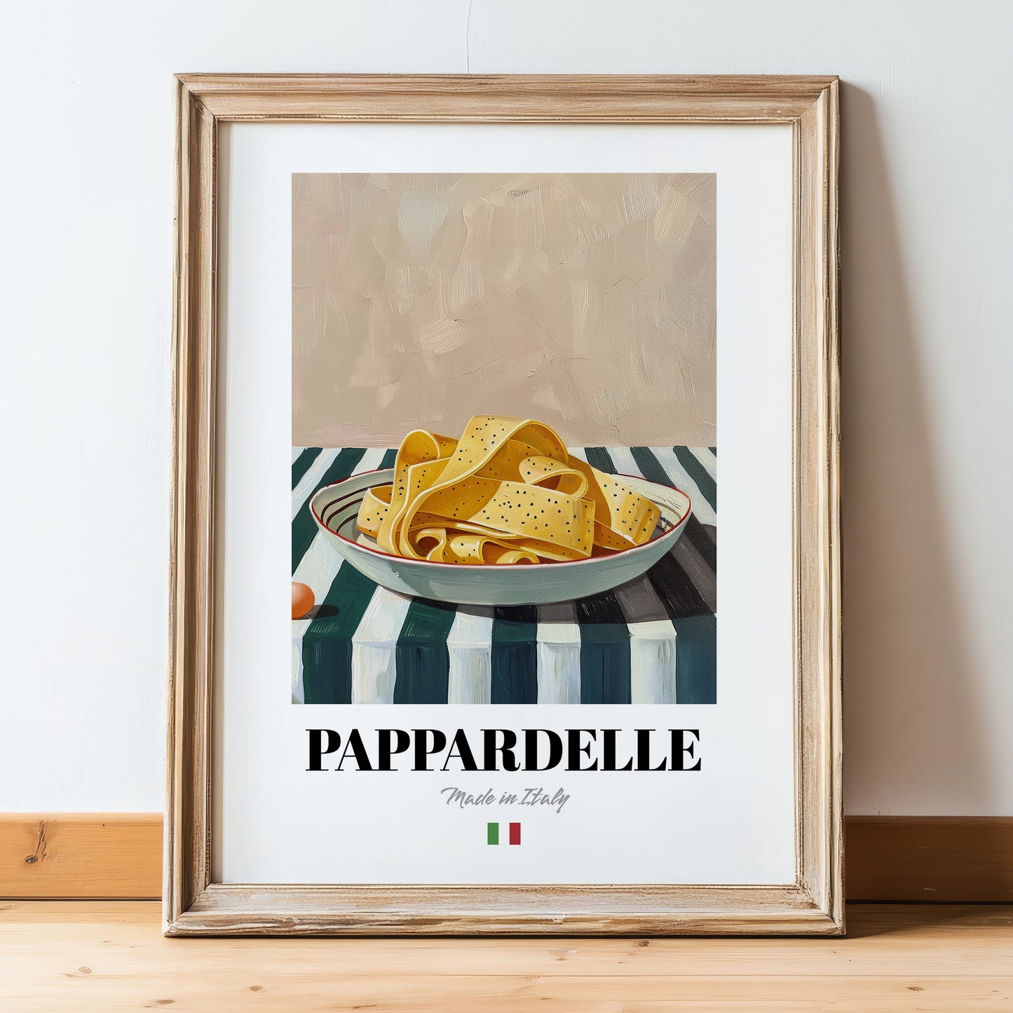 Pappardelle – Italian Pasta, Trattoria Wall Decor, in wooden frame leaning on the floor
