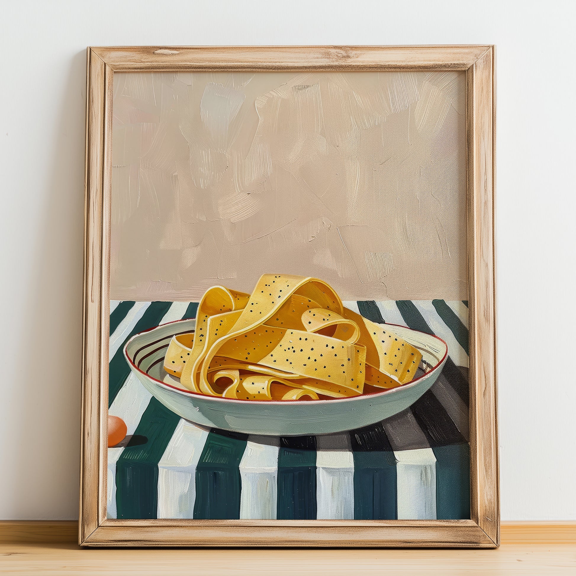 Pappardelle – Italian Pasta, Trattoria Wall Decor, no-text version framed in wood