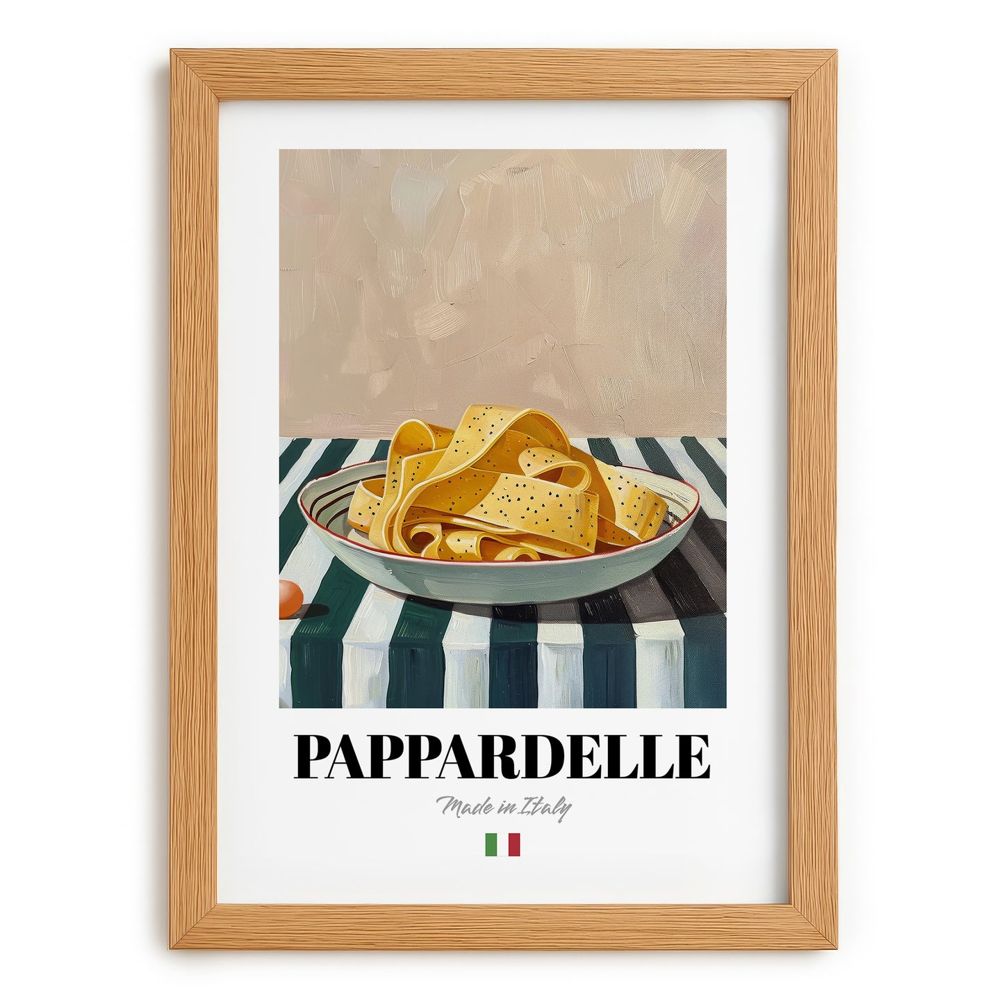 Pappardelle – Italian Pasta, Trattoria Wall Decor, set in oak frame