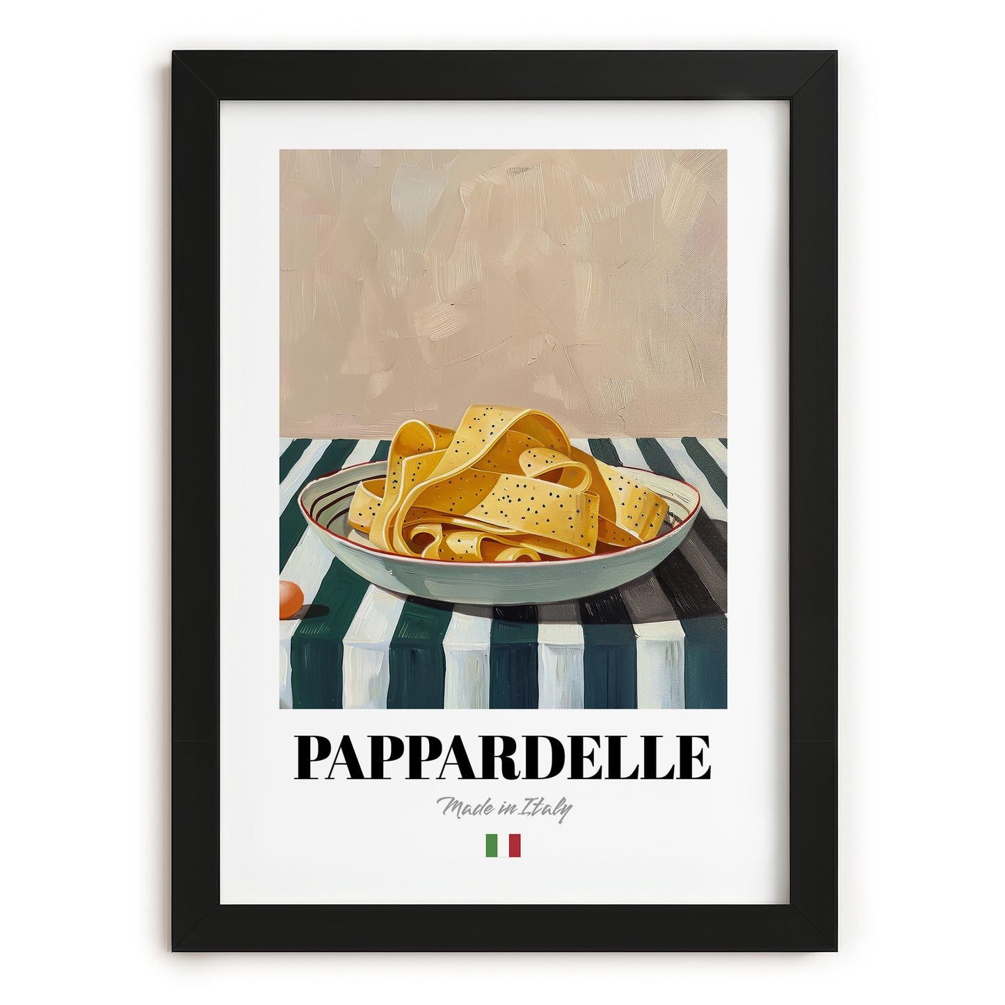 Pappardelle – Italian Pasta, Trattoria Wall Decor, in sleek black frame