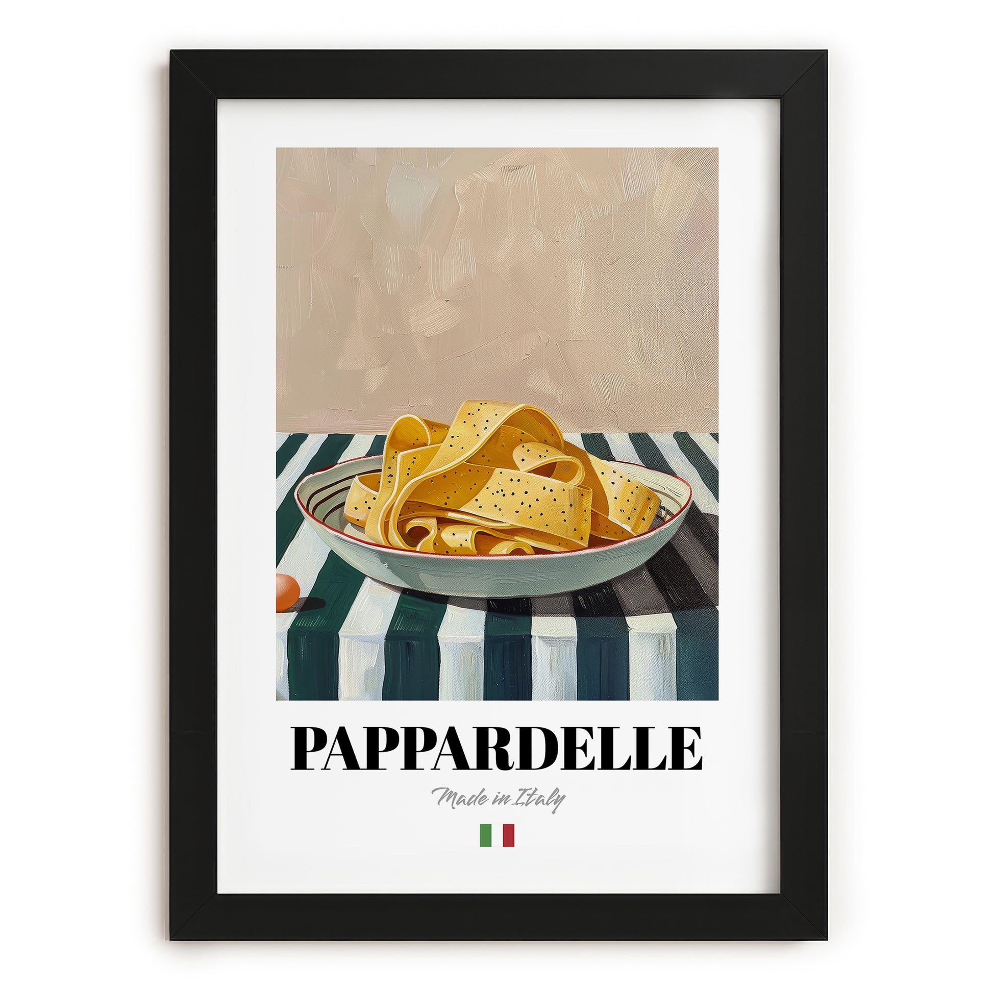 Pappardelle – Italian Pasta, Trattoria Wall Decor, in sleek black frame
