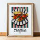 Bruschetta al pomodoro – Italian Snack Dish, Café Art, in wooden frame leaning on the floor